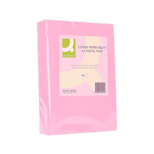Multifunktionspapper - q-connect - A4 - 80g/m2 - Enfärgat rosa - Paket med 500 ark