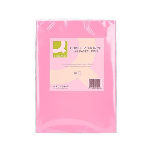 Multifunktionspapper - q-connect - A4 - 80g/m2 - Enfärgat rosa - Paket med 500 ark