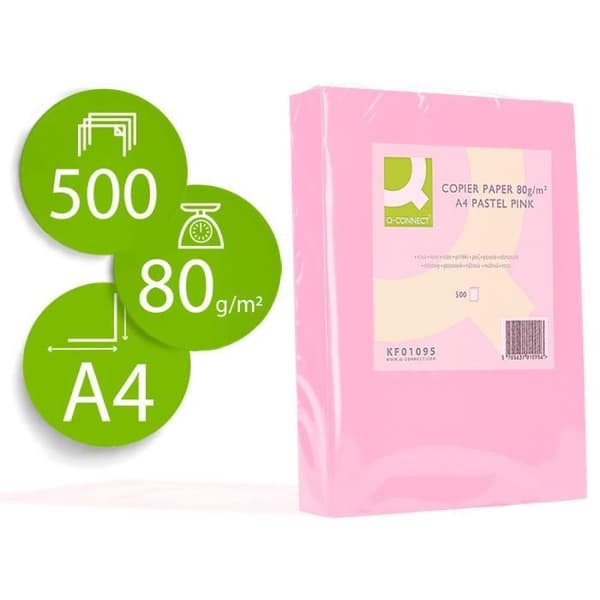 Multifunktionspapper - q-connect - A4 - 80g/m2 - Enfärgat rosa - Paket med 500 ark