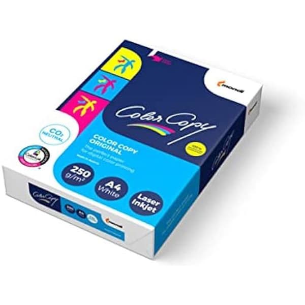 Färgkopieringspapper 250g/m2 A4 - MONDI - Paket 125 ark - Vit - Papper - 21L x 29,7l cm