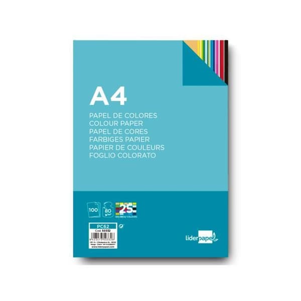 Multifunktions liderpapel färgpapper a4 80g/m2 sortiment 25 färger förpackning 100 ark