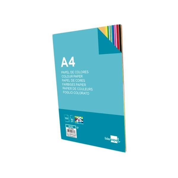 Multifunktions liderpapel färgpapper a4 80g/m2 sortiment 25 färger förpackning 100 ark