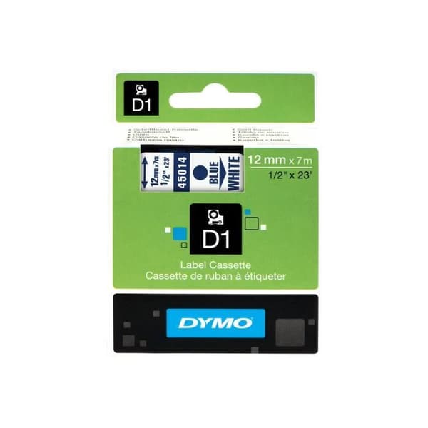 DYMO D1 självhäftande blå på vit rulle (1,2 cm x 7 m) 1 rull(ar) etiketttejp för LabelMANAGER 160, 210D, 210D...