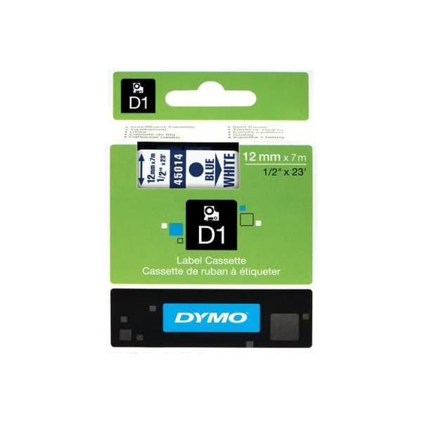 DYMO D1 självhäftande blå på vit rulle (1,2 cm x 7 m) 1 rull(ar) etiketttejp för LabelMANAGER 160, 210D, 210D...