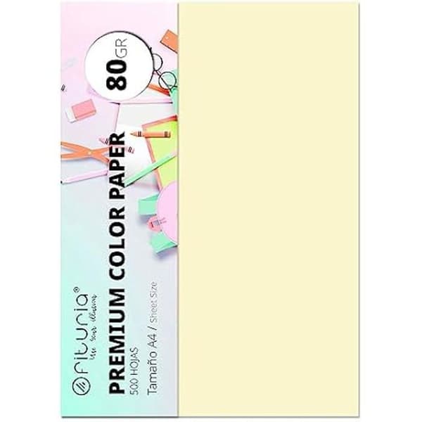 Färgat papper - OFITURIA - Pack 500 Ark - Storlek A4 - 80g - Färg Grädde