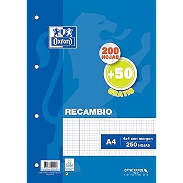 Omladdning av ark - OXFORD - A4 - Rutnät 4x4 - 250 ark - 50 sidor gratis