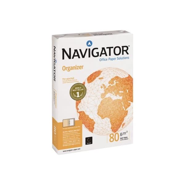 Navigator Organizer 110 mikron vit A4 (210 x 297 mm) 80 g/m2 500 ark vanligt papper (paket med 5)