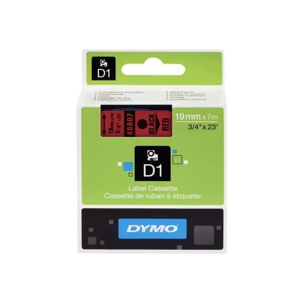 DYMO D1 glansigt svart på röd rulle (1,9 cm x 7 m) 1 rull(ar) band för LabelMANAGER