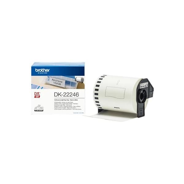 Kontinuerliga etiketter - BROTHER - DK-22246 - 10,3 cm x 30,48 m - Svart på vitt - 1 rulle