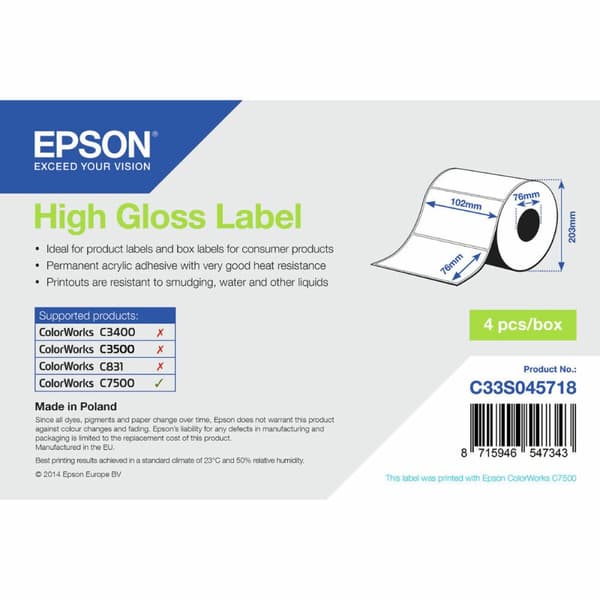 Tulostintarrat Epson C33S045718 Valkoinen (1 osaa)