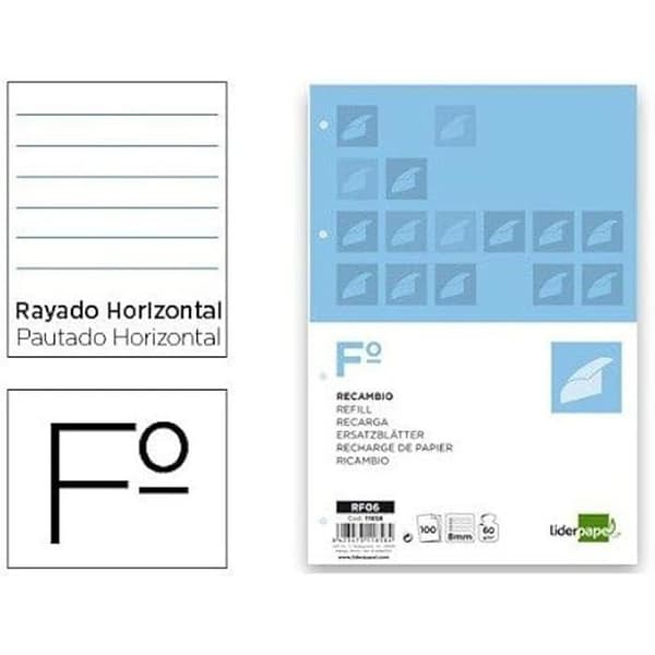 Papier A4 - LIDERPAPEL - 100 ark - 60 g/m2 - Horisontell - 4 hål