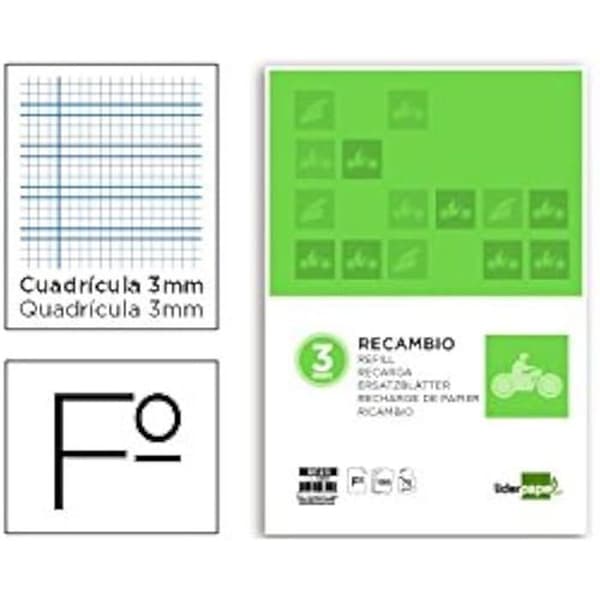 Omladdning - LIDERPAPEL - RF23 - Rutat 3 mm - Marginal 4 hål - A4 80 g