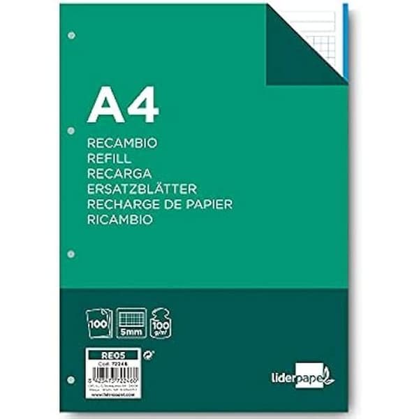 Feuillet Mobile A4 - LIDERPAPEL - 972246 - 100f - 100g - Mycket Hållbar Perforerad 4 Hål