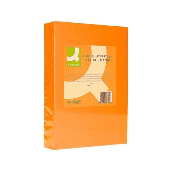 Multifunktionspapper - Q-CONNECT - A4 - 80g/m2 - Neonorange - Paket med 500 ark