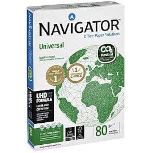 Universellt kopieringspapper - NAVIGATOR - c02 a4 80gr vit - Pack med 500 ark - 5 stycken