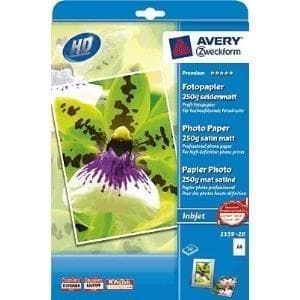 Avery Zweckform Premium Photo Paper 2559-20 - Matta - valkoinen - A4 (210 x 297 mm) - 250 g/m² - 20 arkkia valokuvapaperia