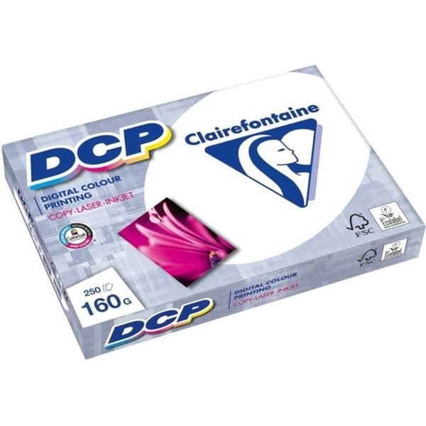 Ramette av papper - CLAIREFONTAINE - A4 - 160g - 250 ark - Vit