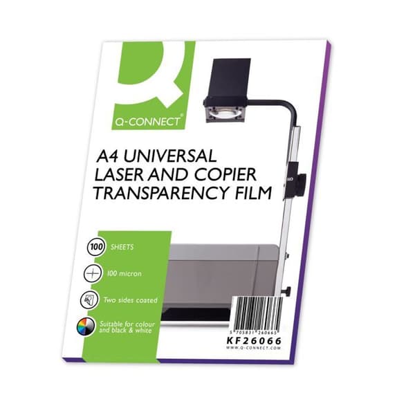 Skrivarpapper - förpackning - rulle Q-connect - KF26066 - 39528 Transparent Ekonomisk OHP kopiator A4 Svart