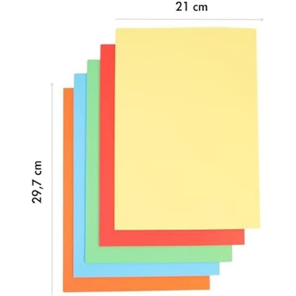 Färgat A4-papper - DOHE - 80 g - Assortiment av intensiva färger - 100 ark - Multifunktionellt