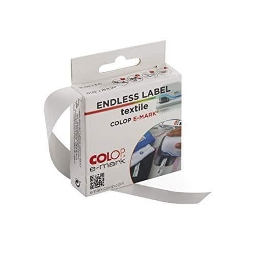 Påstrykning av textiletiketter - COLOP - E-MARK - 14 mm x 8 m - Vit - Polyetersulfon (PES)
