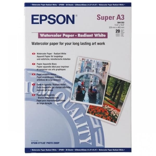 EPSON S041352 matt akvarellpapper - 190g / m2 - A3+ - 20 ark