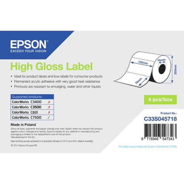 Epson högglans stansad 102mmx76mm 1570 lbs (C33S045718)