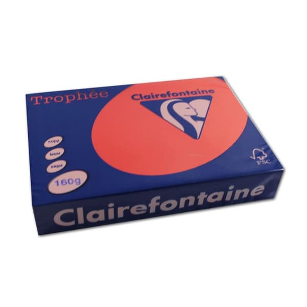 Papper - CLAIREFONTAINE - TROPHY - 250 ark - 160g - A4 - Korallröd