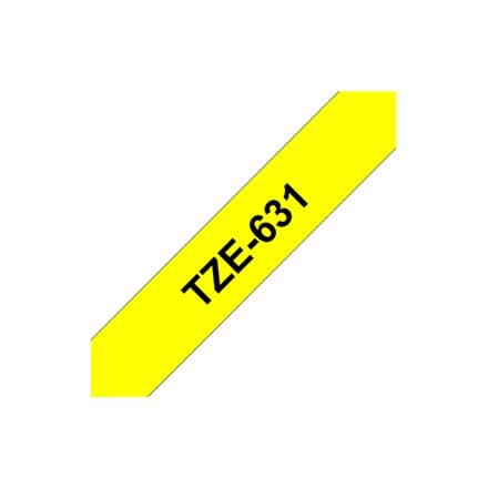 BROTHER TZE631 laminate tape 12mm BLACK ON YELLOW