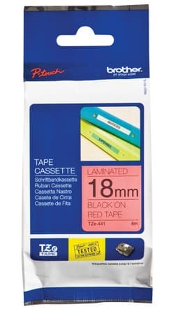 Brother laminated tape TZe-441 - Black on red