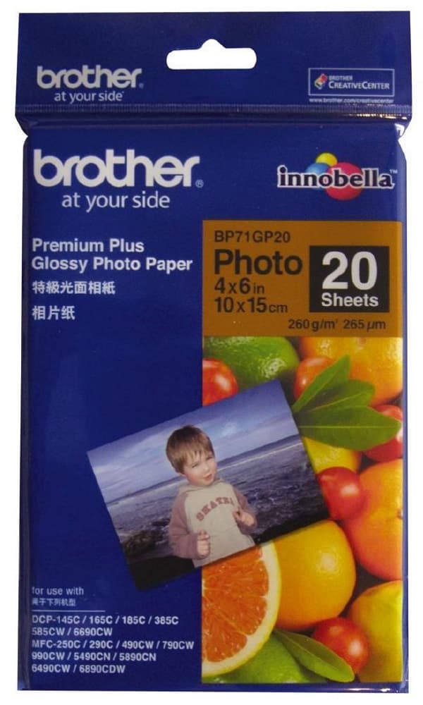 BROTHER BP71GP20 photo paper A6 20BL 190g/qm for MFC-6490CW DCP-375CW 6890CDW
