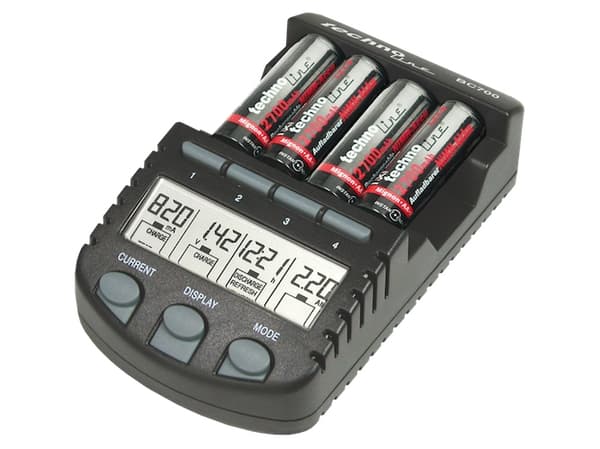 Technoline BC 700, Nikkel-kadmium (NiCd), Nikkelmetallhydrid (NiMH), Overlading, Overoppheting, AA, AAA Sort