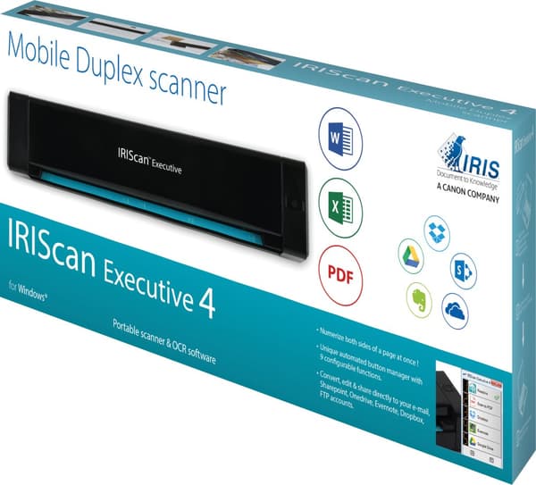 Iriscan Executive 4 - Arkføderet scanner - Dual CIS - duplex - 216 x 813 mm - 600 dpi x 600 dpi - op til 100 scanninger/dag - USB 2.0