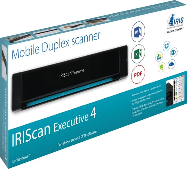 Iriscan Executive 4 - Arkføderet scanner - Dual CIS - duplex - 216 x 813 mm - 600 dpi x 600 dpi - op til 100 scanninger/dag - USB 2.0