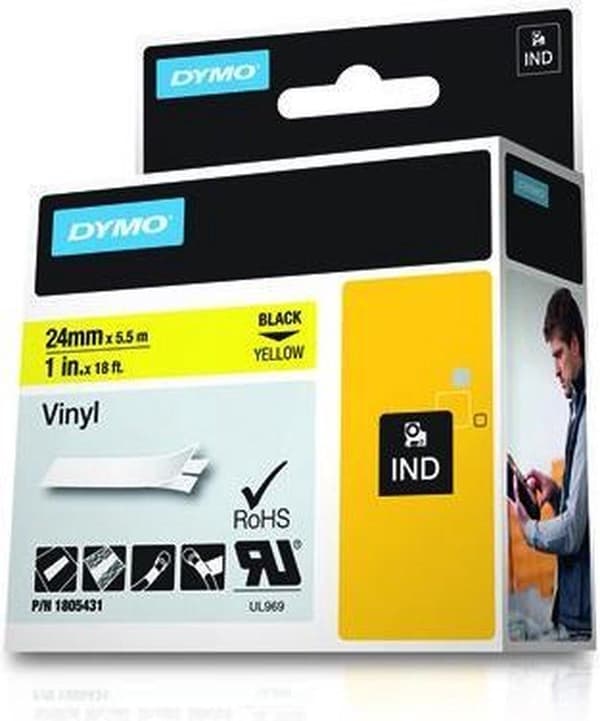 DYMO 1805431 Etiketprintertape sort på gul