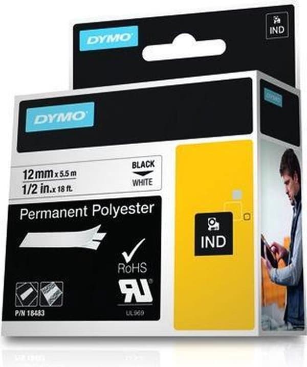 DYMO 12mm RHINO pysyvä polyesteritarratulostusteippi D1