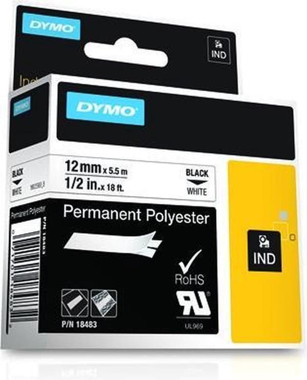DYMO 12mm RHINO pysyvä polyesteritarratulostusteippi D1