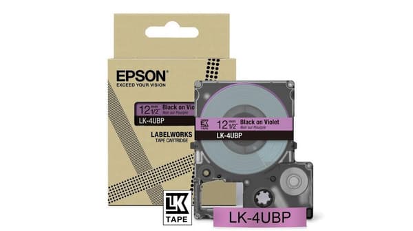 Epson LabelWorks LK-4UBP - svart på lila - rulle (1,2 cm x 8 m) 1 kassett(er) hängande box - tejpkassett - för LabelWorks LW-C410, LW-C610 (C53S672101