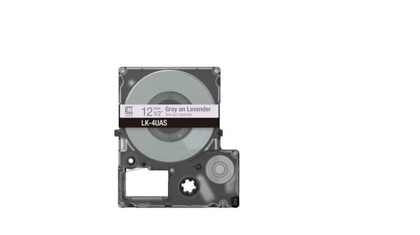 Epson LabelWorks LK-4UAS - Grå på lavendel - Rulle (1,2 cm x 8 m) 1 kassette(r) hængende boks - Tapekassette - til LabelWorks LW-C410, LW-C610 (C53S67