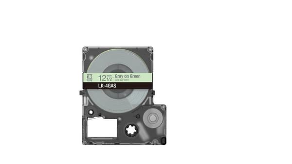 Epson LabelWorks LK-4GAS - Grå på grönt - Rull (1,2 cm x 8 m) 1 kassett(er) Hängande låda - Tejpkassett