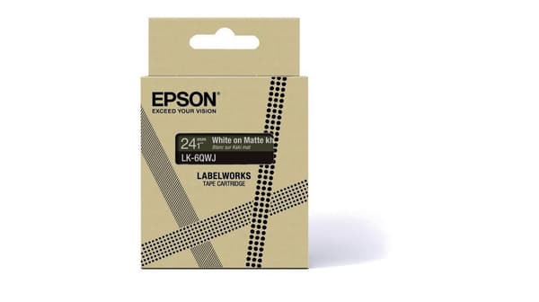 Epson LabelWorks LK-6QWJ - Vit på matt Khaki - Rulle (2,4 cm x 8 m) 1 kassett(er) hängande box - tejpkassett - för LabelWorks LW-C610 (C53S672090)