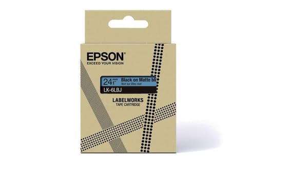 Epson LabelWorks LK-6LBJ - Sort på matblå - Rulle (2,4 cm x 8 m) 1 kassette(r) Ophængningsboks - Tape - til LabelWorks LW-C610