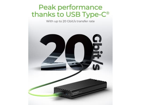 ICY BOX IB-1917M-C32 - Drevkabinett - M.2 - PCIe 3.0 x4 (NVMe) - USB 3.2 (Gen 2) - svart