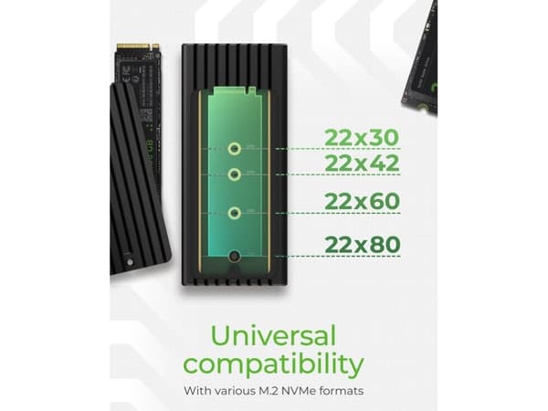 ICY BOX IB-1917M-C32 - Drevkabinett - M.2 - PCIe 3.0 x4 (NVMe) - USB 3.2 (Gen 2) - svart