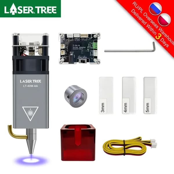 Laserhuvud för CNC-gravör, 80W effekt, 450nm blått ljus, 12V, LT-80W-AA-PRO-KIT