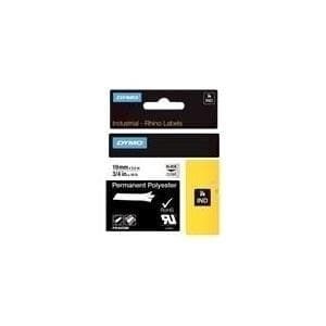 Dymo RhinoPRO Permanent Polyester - Permanent polyester klæbende tape - sort på klar - Rulle (1,9 cm x 5,5 m) 1 rulle(r) - til Rhino 5000, 6000, 6500,