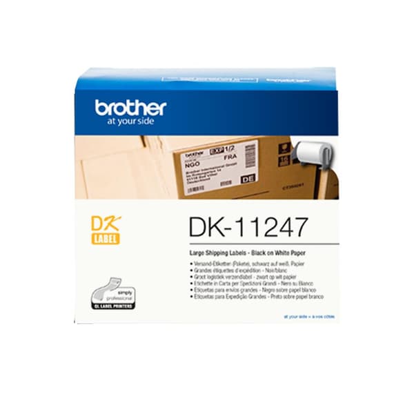 Brother DK-11247 Label Printer Tape Sort på Hvid