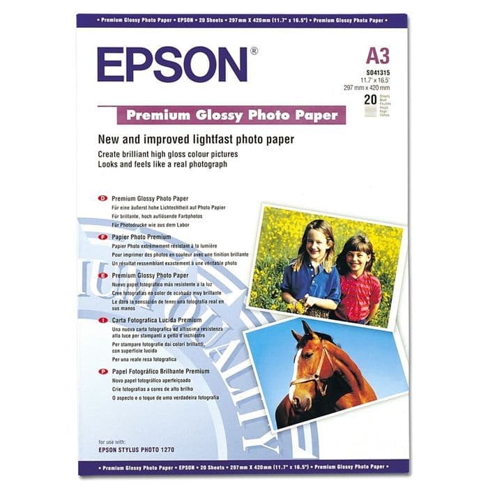 EPSON glansigt fotopapper S041315 - 255g/m2 - A3 - 20 ark