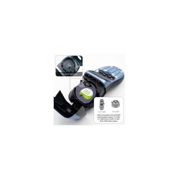DYMO LetraTag papperstejp 12mm x 4m Svart/Vit - Kompatibel med DYMO LetraTag LT100H
