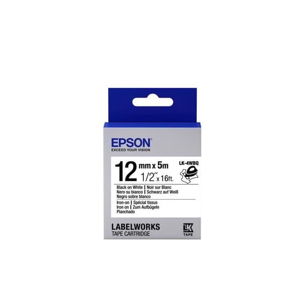 Epson LabelWorks LK-4WBQ svart på vit rulle (1,2 cm x 5 m) 1 rull(ar) etiketttejp för LabelWorks LW-1000, LW-300,...