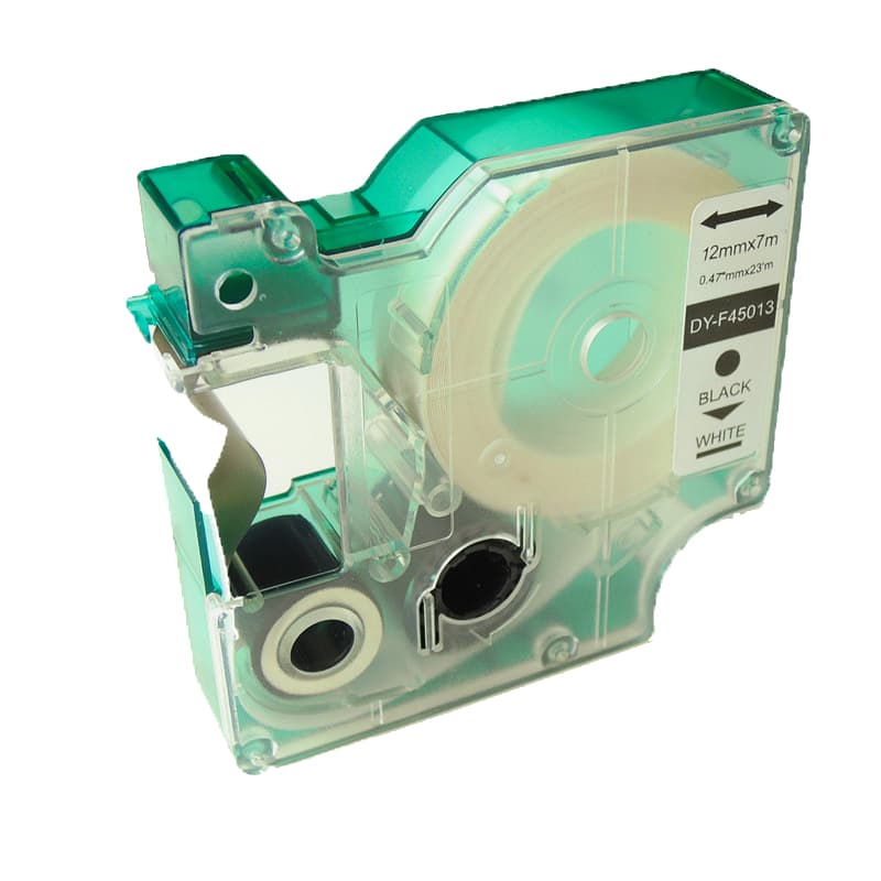 Dymo präglingstejp labels kompatibla, svart på vitt tejp, D1 9 mm 7 m